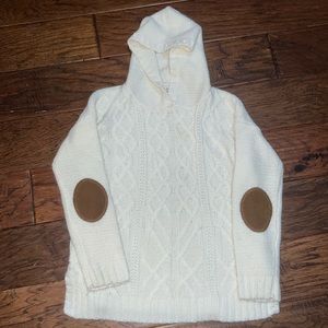 EUC Pink Republic Hooded knit sweater with elbow patches.